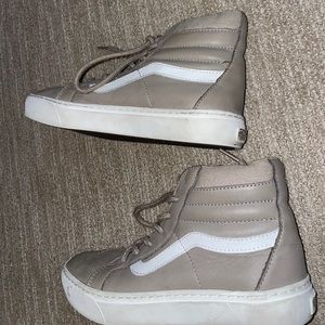 Tan/Gray Leather Hightop Vans